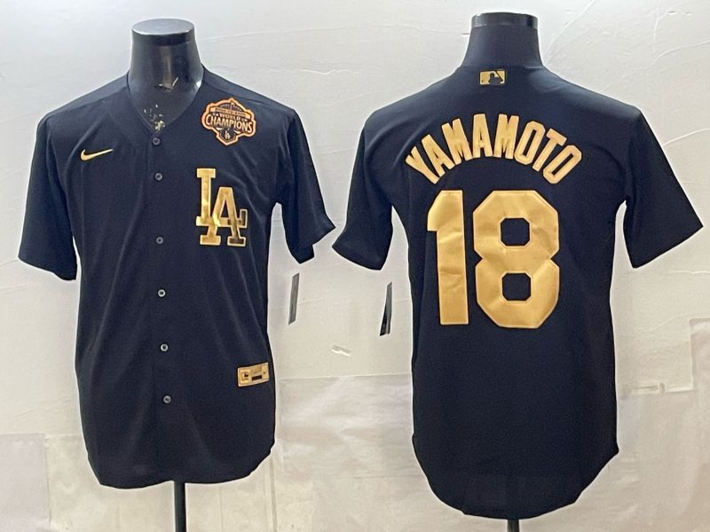 Men Los Angeles Dodgers #18 Yamamoto Black Gold 2026 Nike Game MLB Jersey 005->los angeles dodgers->MLB Jersey
